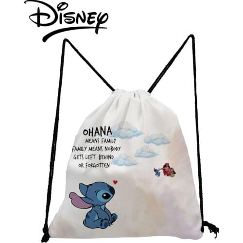 Disney Lilo Stitch Drawstring Bags Cartoon Mini Child Backpack Reusable Travel Storage Bag Casual Swim Yoga Portable Backpack