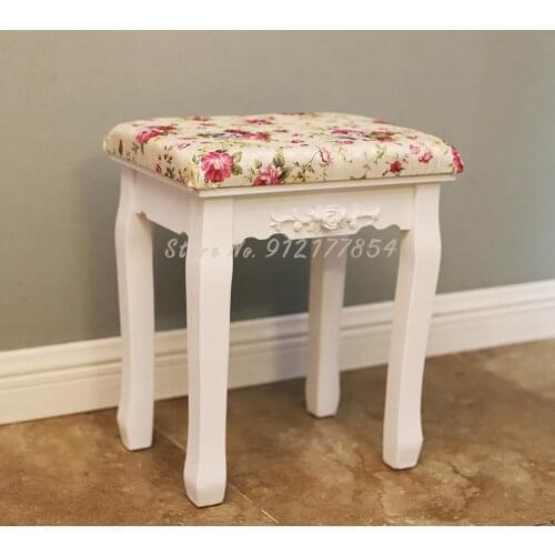 Fabric Korean-style garden stool European-style simple fashion dressing stool makeup stool solid wood stool chair manicure stool