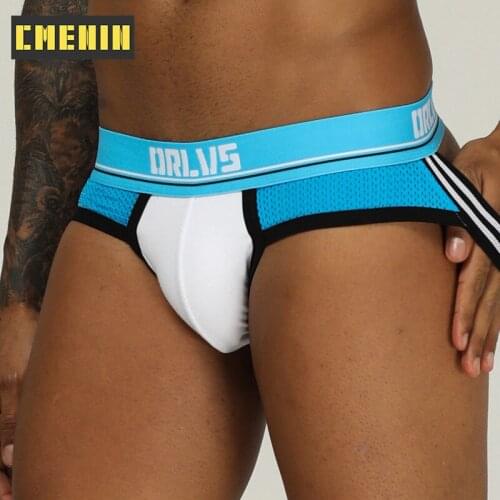 Fashion Sexy Gay Underwear Male Jockstrap Mesh Bikini G-Strings Man Thongs Mens Thong Penis Pouch Breathable Underpants 195