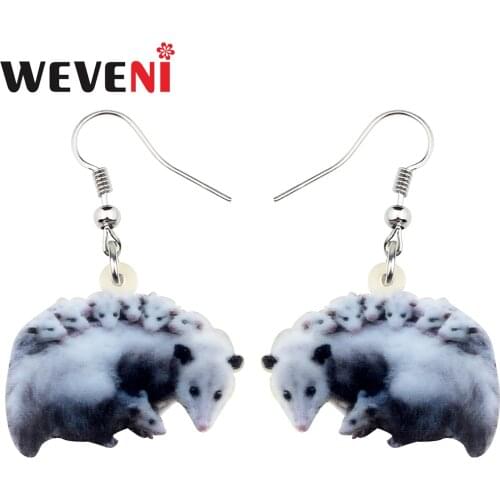 WEVENI Acrylic Possum Didelphid Earrings Drop Dangle Novelty Animal Jewelry For Women Girls Gift Charms Brincos Accessories 2019