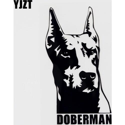 YJZT 8.1CMX14.6CM Doberman Animal Dog Vinyl Decal Car Window Sticker Black/Silver 8C-0124