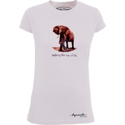 Bichon Designs T-shirt women short sleeve, Casual design line design aquasim elephant girl