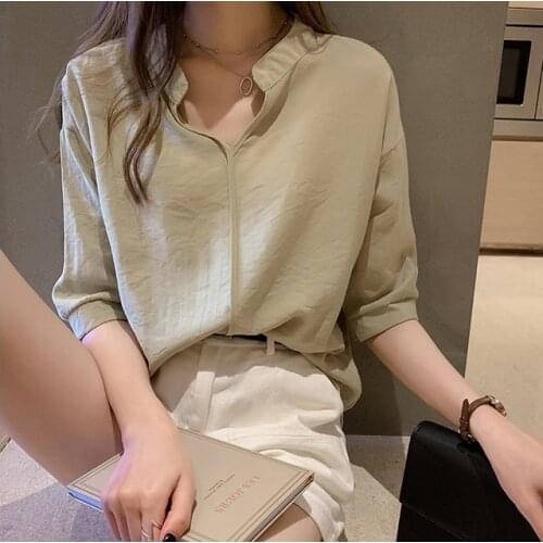 Summer Plus Size Womens Temperament Chiffon Shirt Blouse Design Niche Tops Loose Short-Sleeved Shirts