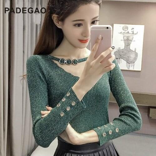 Casual Women Knitted Sweater V-neck Long Sleeve Slim Pullovers Sweaters Fashion Jersey Basic Sweater Women