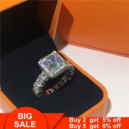 2020 Vintage Engagement Wedding Band Rings for women men AAAAA zircon cz Real 925 Sterling silver ring Bridal Party Jewelry Gift