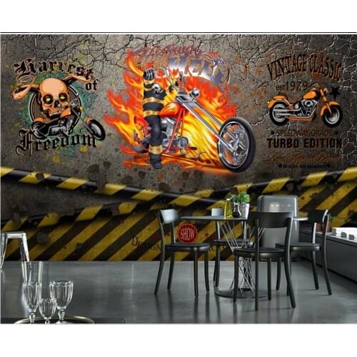 3d wallpaper custom photo any size mural European retro trend locomotive motorcycle bar 3d wall murals wallpaper for living room