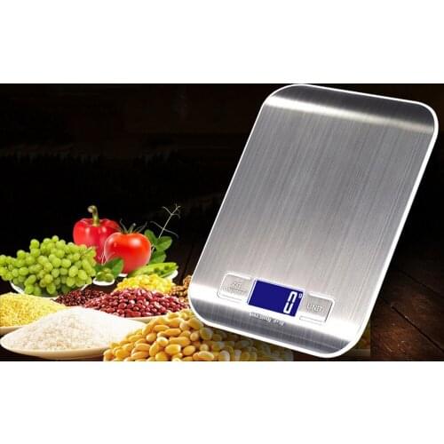 5/10Kg OZ/ML/LB/G Kitchen Scale Stainless Steel Weighing Scale Food Diet Postal Balance Measuring Tool LCD Electronic Scales