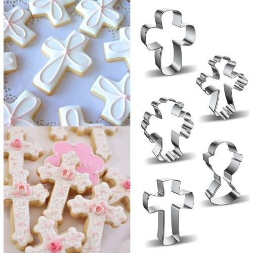 5 Styles Stainless Steel Cookie Cutter Mold Cross Biscuit Mould DIY Fondant Pastry Decorating Baking Tools