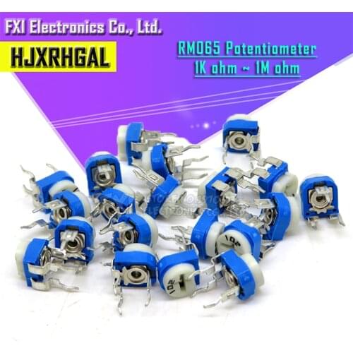 50pcs RM065 RM-065 100 200 500 1K 2K 5K 10K 20K 50K 100K 200K 500K 1M ohm Trimpot Trimmer Potentiometer variable resistor
