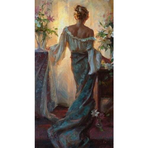 5D Diy Diamond Painting Back view of aristocratic girl Diamond Mosaic Cross stitch Squareround diamond Wedding DecorationZP-3486