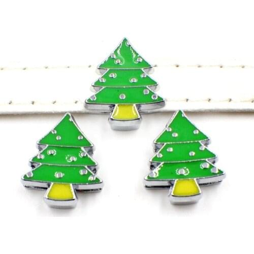 8mm Hole Green Christmas Star Tree Slide Charms Beads DIY Accessories Handmade Jewelry For 8mm Bracelets Key Chains Pet Collar