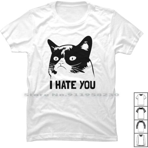 Black Cat Hates You! T Shirt 100% Cotton Black Cat Black Lack Hate You