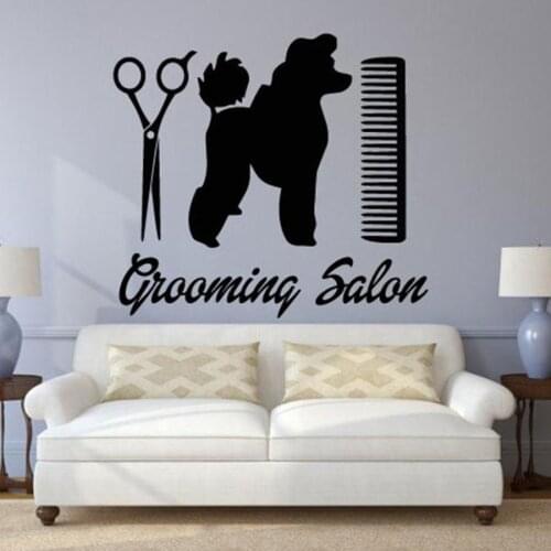 Grooming Salon Wall Decal Dogs Animals Best Friend Pet Shop Interior Decor Vinyl Wall Sticker Comb Waterproof Wallpaper S353