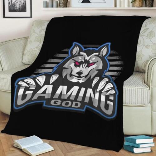 Gaming God Gamer Gift Throw Blanket Print on Sherpa Blankets Soft for Sofa Customized DIY Plush Thin Quilt
