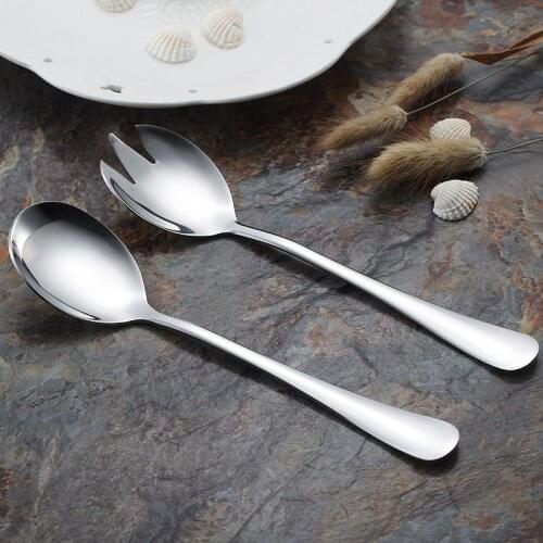 Kitchen Dining Tableware Stainless Steel Longhandle Ice Cream Dessert Salad Watermelon Fruit Fork Spoon 6pcs/lot