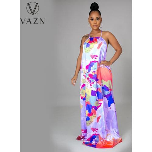 VAZN 2021 Summer Europe and the United States Sexy Womens Clothing Feature Map Three Color Optional Dress