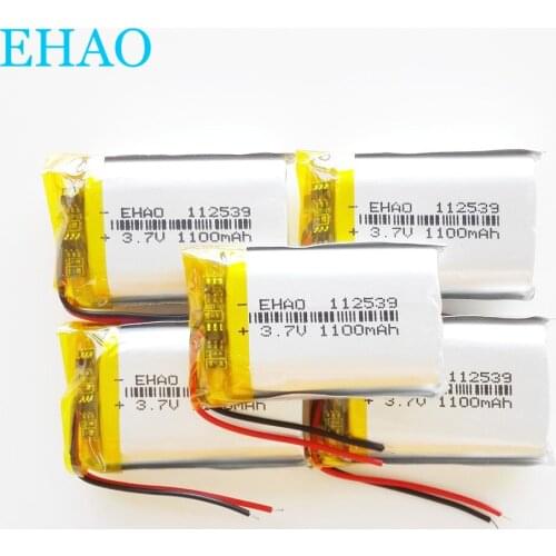 5 pcs 3.7V 1100mAh Lithium Polymer LiPo Rechargeable Battery 112539 For Mp3 Camera DVD GPS mobile electronic part