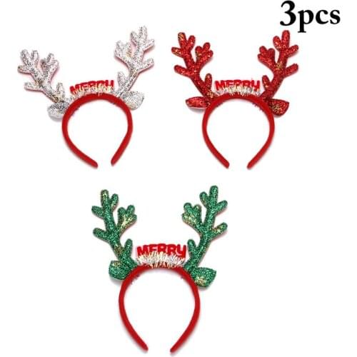3Pcs/Set Fashion Christmas Headband Creative Cute Antler Decor Festival Headband Hair Hoop Hair Accessories Party Supplies