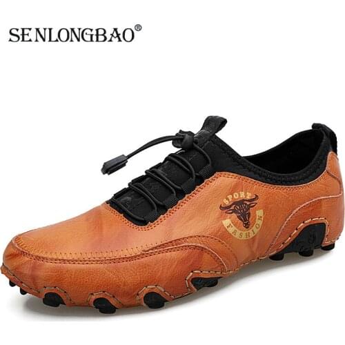 2021 New Men Casual Shoes Handmade Leather Loafers Comfortable Mens Shoes Quality Split Leather Flat Moccasins Men Sneakers