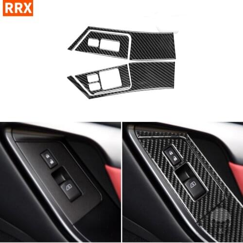 For GTR R35 2008-2016 Real Black Carbon Fiber Stickers Window Lift Switch Frame Door Armrest Panel Interiors Car Accessories