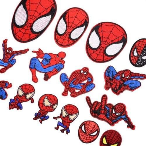 15/16/20 pcs Spiderman Patches Superheroes Marvel Anime Cartoon Clothes Patches Garment Stickers Embroidery Cloth Stickers