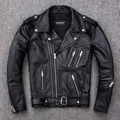 2021 New Motor Biker Leather Coat Plus Size Cowhide Jacket Cool Genuine Leather Clothes Quality Leather Jackets Free Shipping
