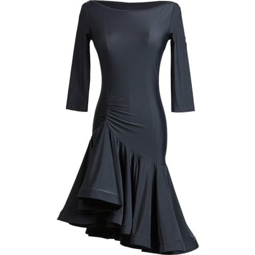 New Latin Dance Dress for Girls Long Sleeve Lace Standard Ballroom Dancing Dresses for Kids Performance Wear Salsa Clothes 2020