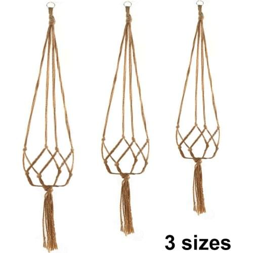 Hanging Basket Macrame Outdoor Handmade Flower Pot Holder Jute Home Handmade Plant Hanger Tassels Craft Handmade