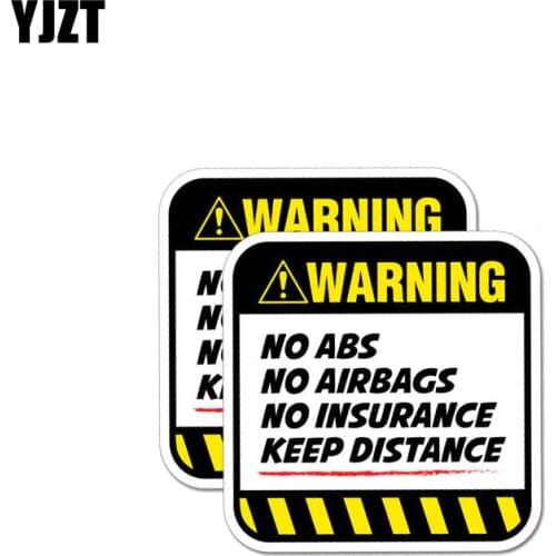 YJZT 2X 8.5CM*8.5CM Danger Car Sticker Warning NO ABS AIRBAGS INSURANCE KEEP DISTANCE Decal 12-1037