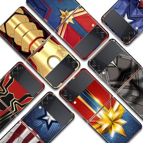 Avengers Hero Marvel Shockproof Cover for Samsung Galaxy Z Flip Flip3 5G Black Phone Case Shell Hard Fundas Coque Capa