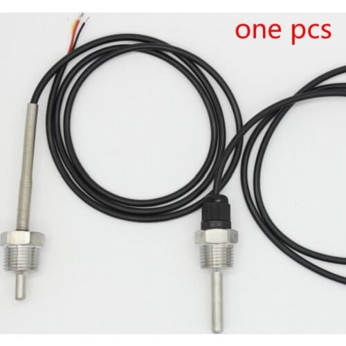 PT100 SUS304 Platinum Resistance Temperature Sensor 1/2 Thread Probe OD=6 mm 1m PVC 3-core Wire thermowell Stainless Steel