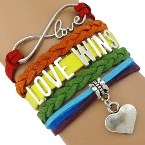 Rainbow Follow Your Heart Infinity Love Wins GLBT Rights Mens Teacher Running LGBT Pride Bracelets for Women