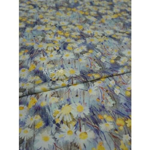Twill cotton Twill cotton Little Daisy yellow Satin silk fabric Satin de soie Satén шелк hanfu cloth DIY patchworkbag