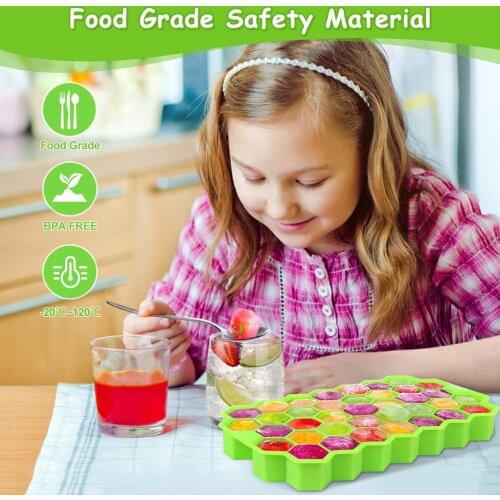 Silicone Honeycomb Shape Ice Cube Tray Silicone Ice Cube Maker Mold With Lids Ice Cream Whiskey Cocktail Cold Drink 4 Colors