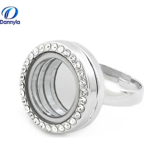 Glass Floating Locket Ring Crystal Floating Charm Ring Fit Floating Charms Jewelry LSFL023