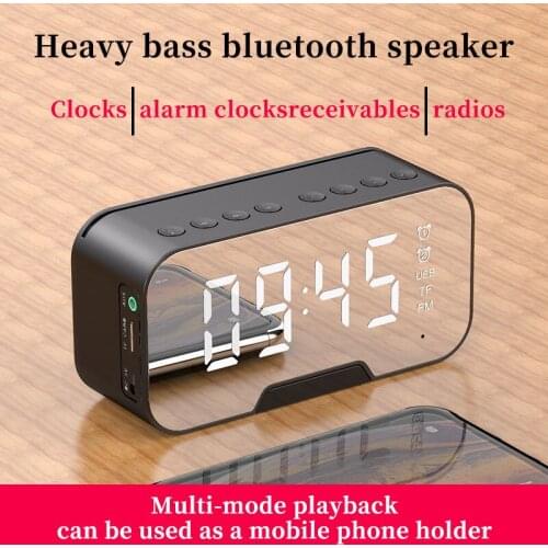 LED Digital Display Wireless Bluetooth Speaker 5.0 Speaker Mirror Digital Recorder Multifunctional Alarm Clock with Stand