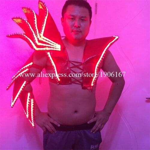 LED Light Up Luminous Waistcoat Armor Nightclub Clothing LED Illuminate Flashing Costumes Dancer Dress For Stage Show