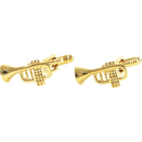 Trumpet Cuff Links Gold Tone Music Instrument Trumpet Cufflinks Fathers Day Birthday Cuff Links