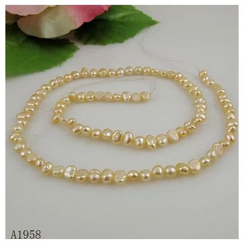 Unique Pearls jewellery Store,Small Size 3-4mm Pink Genuine Freshwater Pearl Loose Beads 34cm One String Loose Pearl Jewelry