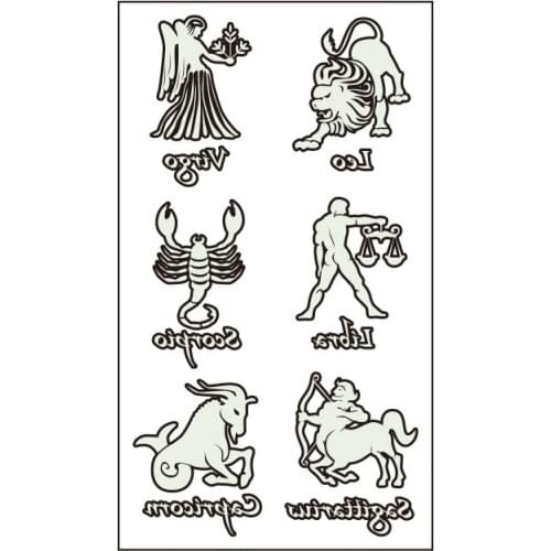 Waterproof Temporary Luminous Tattoo Sticker Leo Virgo Scorpio Libra Sagittarius Constellation Flash Fake Tatto for Women Men