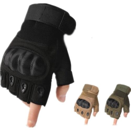 Carbon Fiber Protective Tactical Gloves Military Army Fighting Outdoor Anti-skid Fingerless Gloves Without Fingers For Men Women