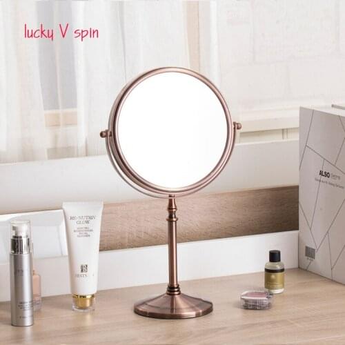 8Inch 3xMagnification Red Bronze Makeup Mirror 360 Rotating Professional Desktop Cosmetic Mirror 8" Double Sided Magnifier