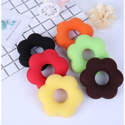 1PC Cute Candy Color Flower Shape Tiaras Hair Styling Tool Women Girls Lady Sponge Bract Head Meatball Hair Bun Maker Ring Donut