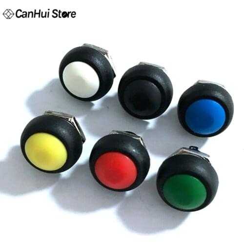 10Pcs Black White Red Blue Green 12mm PBS-33B Waterproof Momentary ON OFF Push Button Swithch Mini Round Switch PBS33B PBS 33B