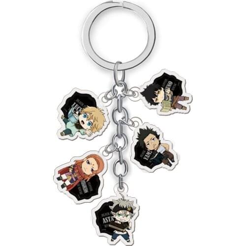 10 Pcs/Lot Anime Black Clover Acrylic Keychain Keyring Asta Yuno Noell Silva Yami Cartoon Pendant Toy Gift