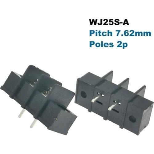 2/5/10Pcs Pitch 7.62mm Barrier Screw PCB Terminal Block 25S-A Morsettiera Straight 2/3/4/5/6P Wire Connector Bornier Cable 15A
