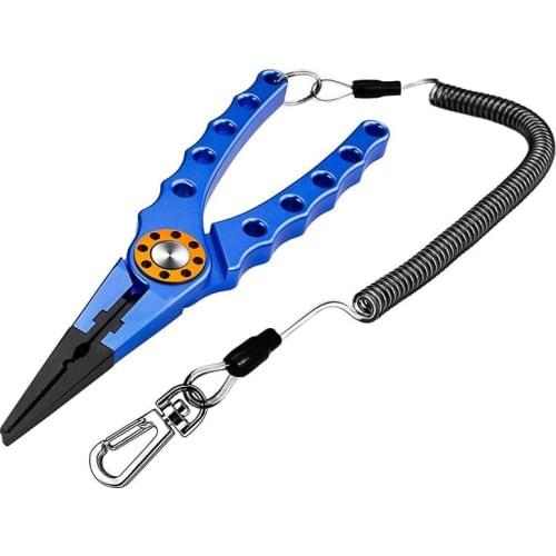 Aluminum Fishing Pliers Braid Cutters Split Ring Pliers Saltwater/Freshwater Fish Hook Remover Fish Holder with Sheath and Lanya