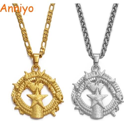 Anniyo Mariana Islands Flag Pendant Neckalces Guam Saipan Tinian Island and Rota Island Silver Color/Gold Color Jewelry #220306