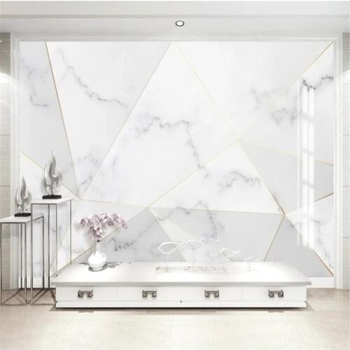 Milofi custom large wallpaper mural abstract geometric jazz white marble pattern background wall