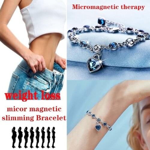 Exquisite Love Shape Weight Loss Bracelet 925 Pure Silver Blue Crystal Bracelet Magnetic Therapy Burning Fat Health Jewelry